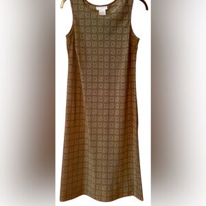 White Stag Olive Medallion Print Shift Dress Size 8 Sleeveless A-Line